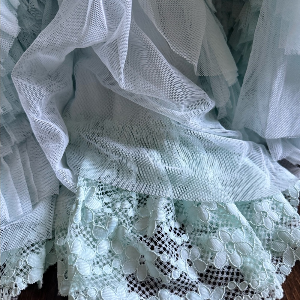 Dollcake teal Ruffled Tiered Sleeveless Gown - Picture 3 of 8